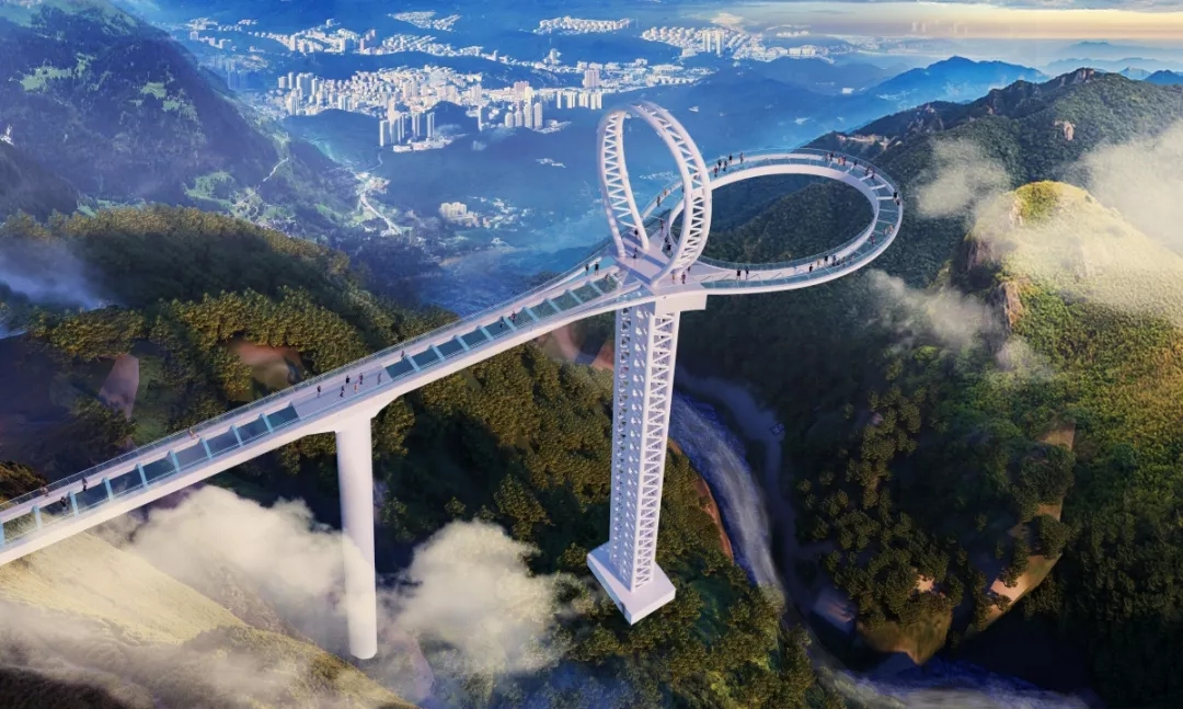 清遠黃騰峽天門懸廊正式開放，呈現世界首創峽谷高空音樂燈光秀