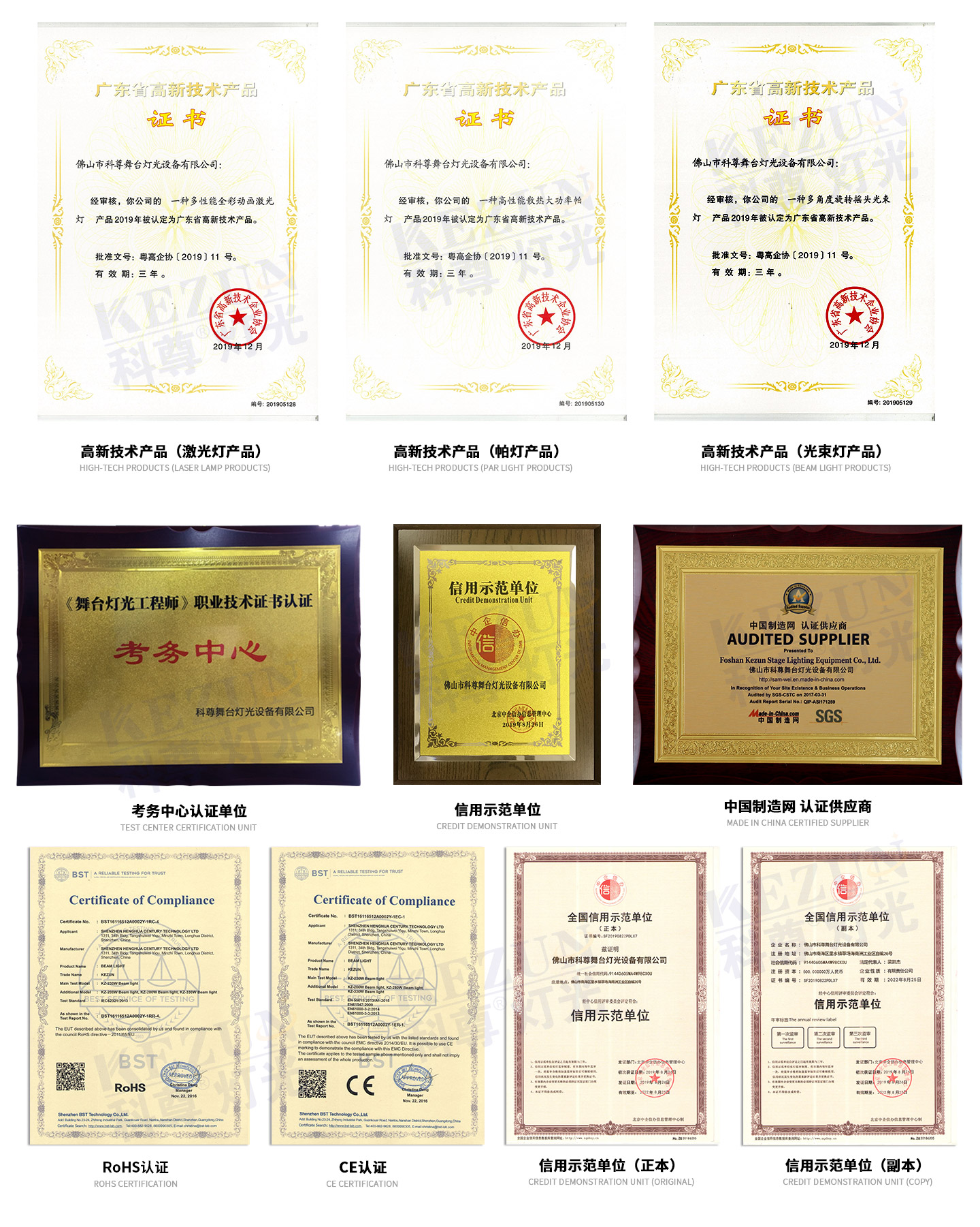科尊榮譽資質證書